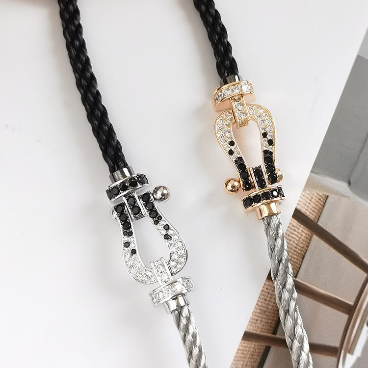 [Kaelin Vow]FORCE LARGE HORSESHOE BLACK WHITE DIAMOND BRACELET ROSE GOLD
