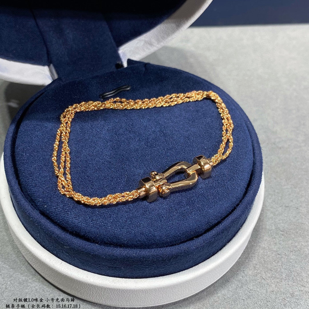 [Kaelin Vow]FORCE SMALL HORSESHOE  DIAMOND CHAIN ROPE BRACELET