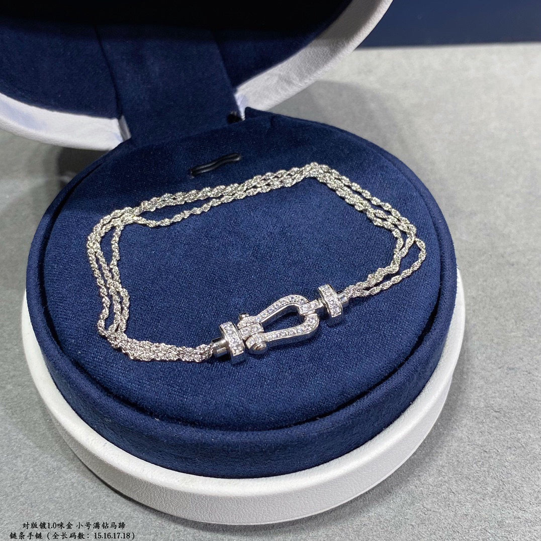 [Kaelin Vow]FORCE SMALL HORSESHOE  DIAMOND CHAIN ROPE BRACELET