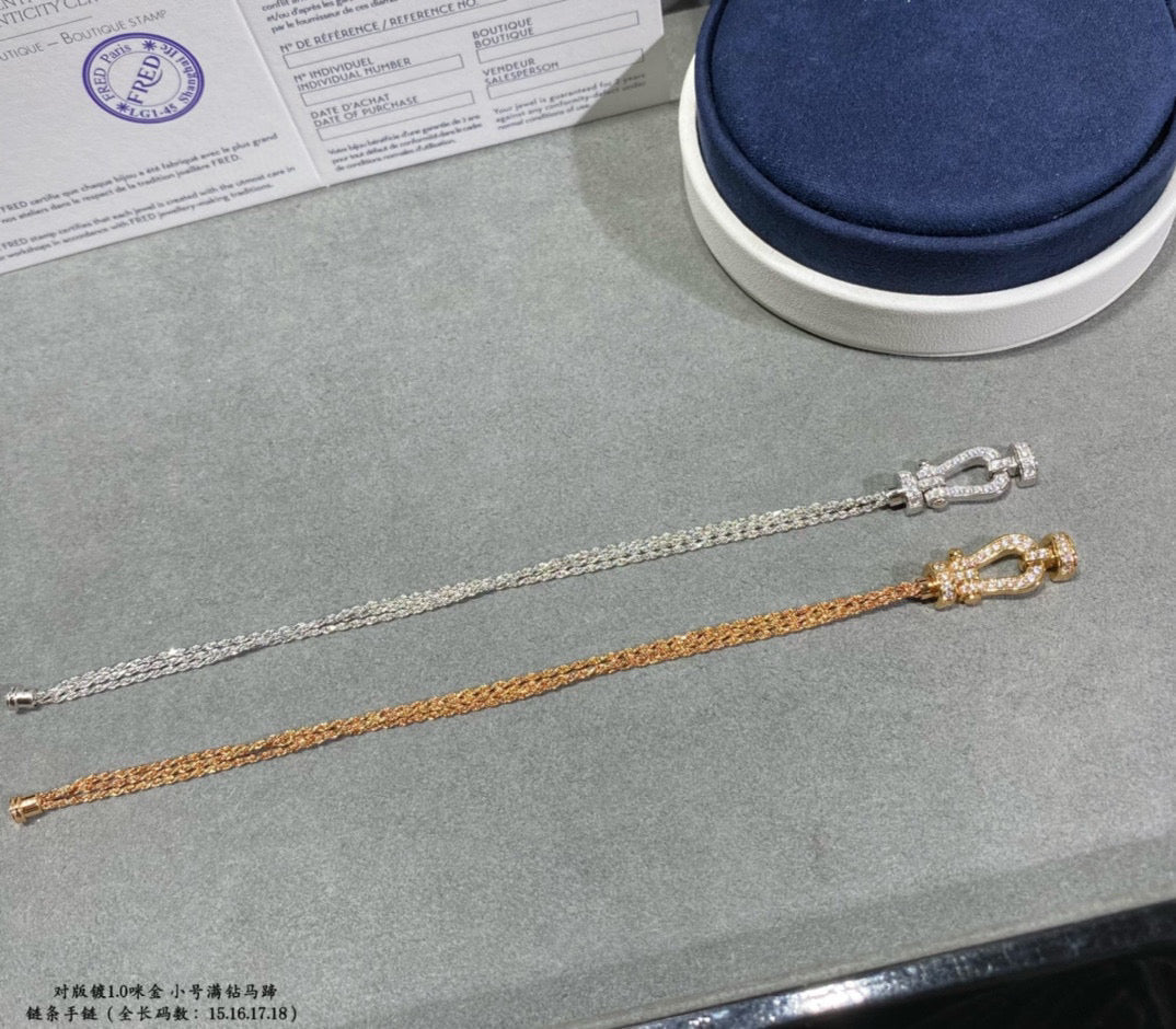 [Kaelin Vow]FORCE SMALL HORSESHOE  DIAMOND CHAIN ROPE BRACELET