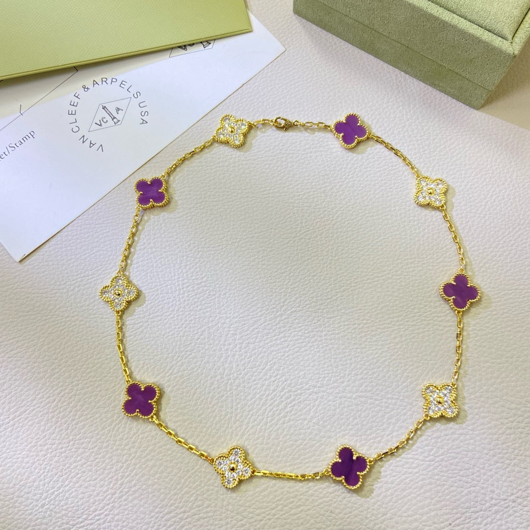 [Kaelin Vow Jewelry]CLOVER 10 MOTIFS  PURPLE VIOLET DIAMOND NECKLACE