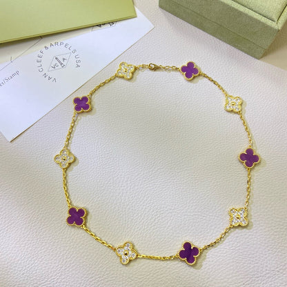 [Kaelin Vow Jewelry]CLOVER 10 MOTIFS  PURPLE VIOLET DIAMOND NECKLACE