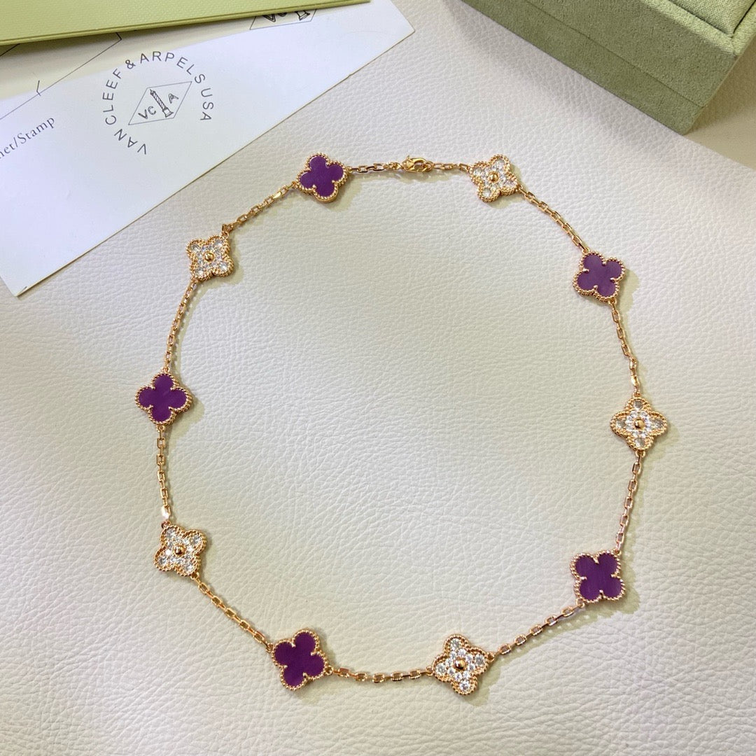 [Kaelin Vow Jewelry]CLOVER 10 MOTIFS  PURPLE VIOLET DIAMOND NECKLACE