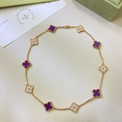 [Kaelin Vow Jewelry]CLOVER 10 MOTIFS  PURPLE VIOLET DIAMOND NECKLACE