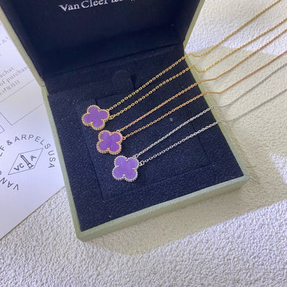 [Kaelin Vow Jewelry]CLOVER 15MM  PURPLE VIOLET NECKLACE