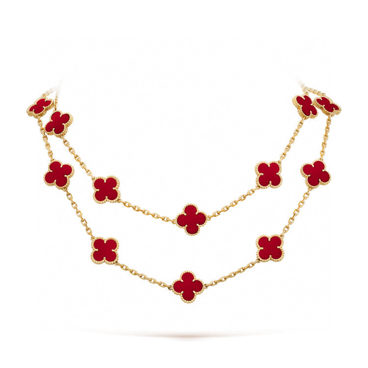 [Kaelin Vow]CLOVER 20 MOTIFS CARNELIAN NECKLACE