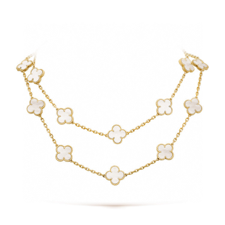 [Kaelin Vow]CLOVER 20 MOTIFS WHITE MOP NECKLACE