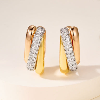[Kaelin Vow]TRINITY HALF DIAMOND  CUSHION EARRINGS
