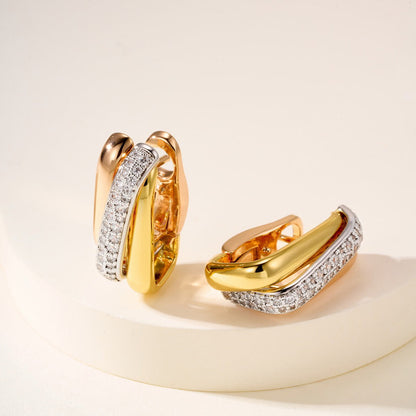 [Kaelin Vow]TRINITY HALF DIAMOND  CUSHION EARRINGS