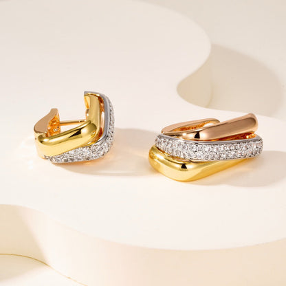 [Kaelin Vow]TRINITY HALF DIAMOND  CUSHION EARRINGS