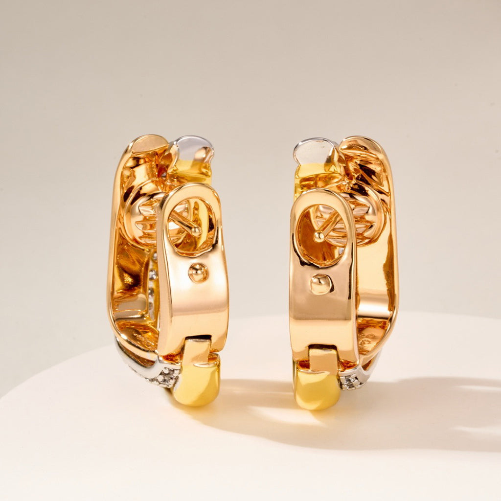 [Kaelin Vow]TRINITY HALF DIAMOND  CUSHION EARRINGS