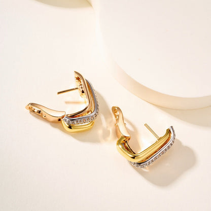 [Kaelin Vow]TRINITY HALF DIAMOND  CUSHION EARRINGS