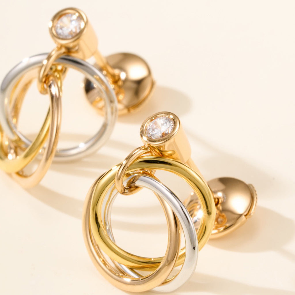 [Kaelin Vow]TRINITY ON DIAMOND  EARRINGS