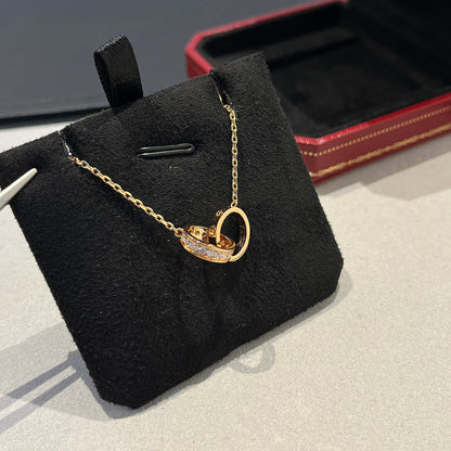 [Kaelin Vow]LOVE DOUBLE RING HALF DIAMOND NECKLACE