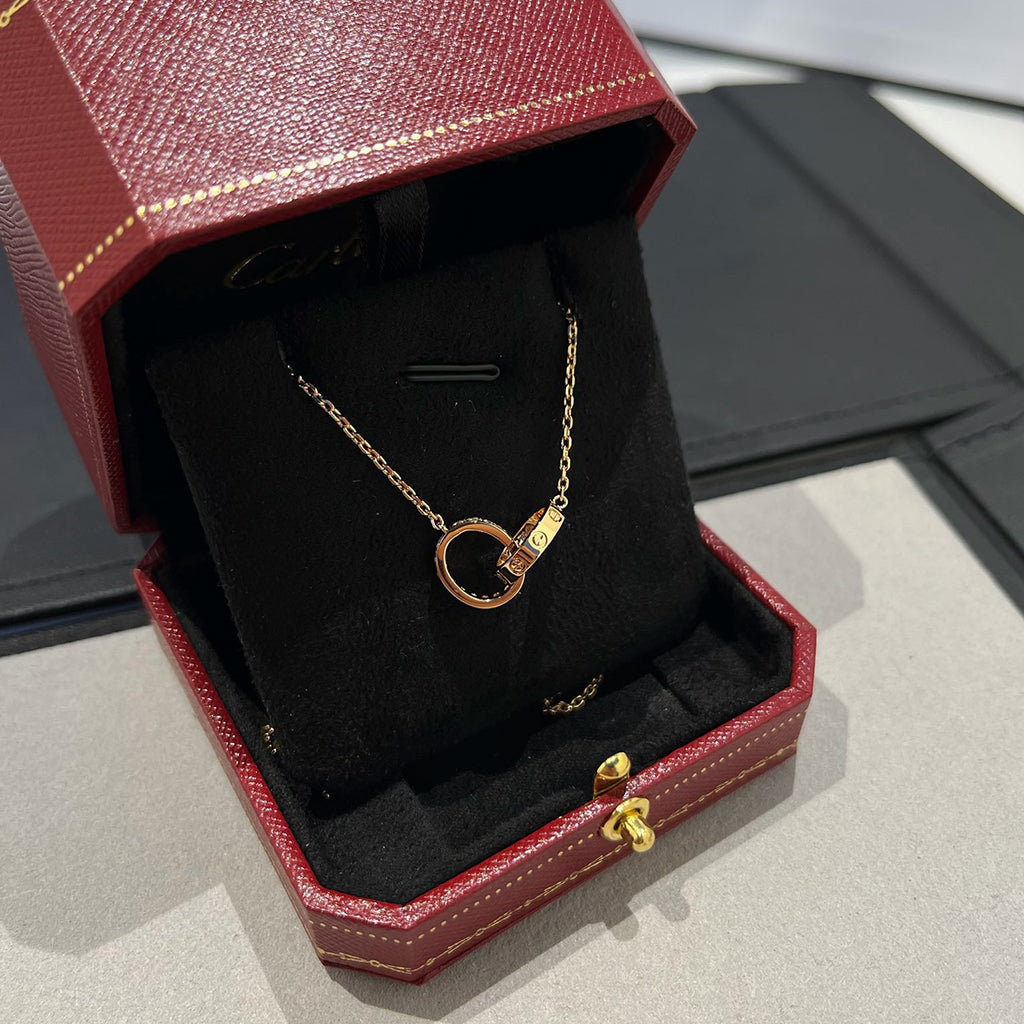 [Kaelin Vow]LOVE DOUBLE RING HALF DIAMOND NECKLACE