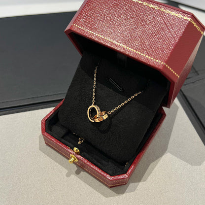 [Kaelin Vow]LOVE DOUBLE RING HALF DIAMOND NECKLACE