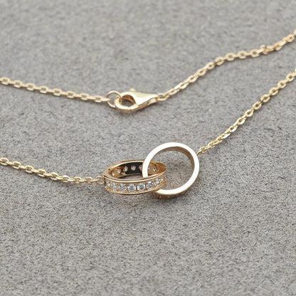 [Kaelin Vow]LOVE DOUBLE RING HALF DIAMOND NECKLACE