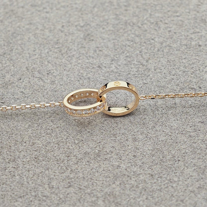 [Kaelin Vow]LOVE DOUBLE RING HALF DIAMOND NECKLACE