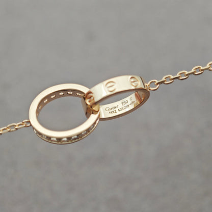 [Kaelin Vow]LOVE DOUBLE RING HALF DIAMOND NECKLACE