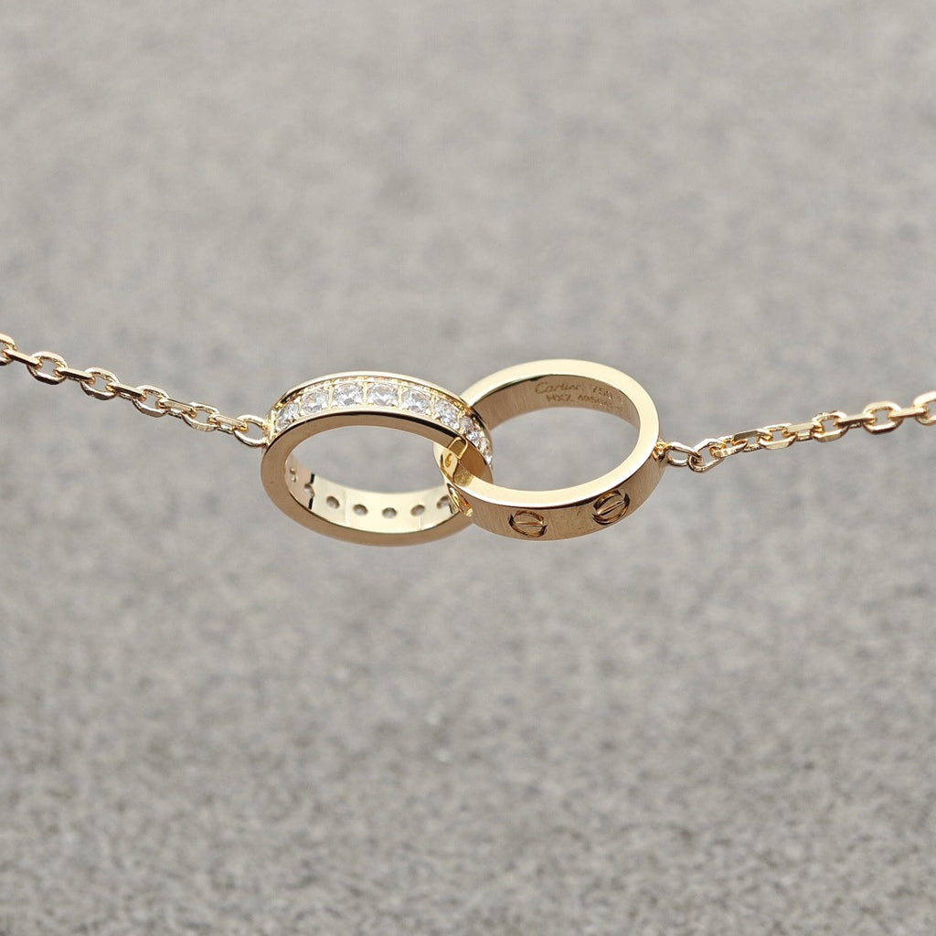 [Kaelin Vow]LOVE DOUBLE RING HALF DIAMOND NECKLACE