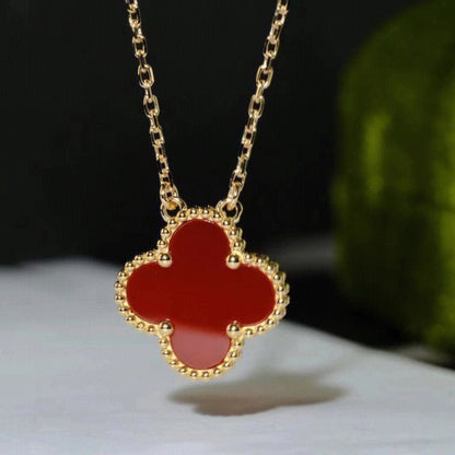 [Kaelin Vow]CLOVER 15MM CARNELIAN SINGLE FLOWER NECKLACE