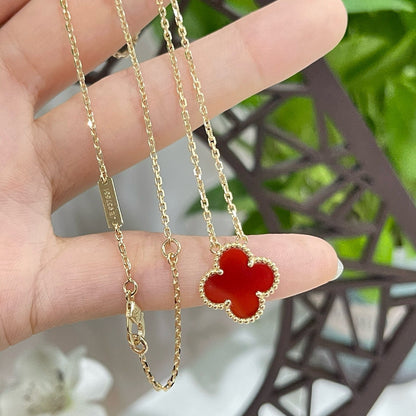 [Kaelin Vow]CLOVER 15MM CARNELIAN SINGLE FLOWER NECKLACE
