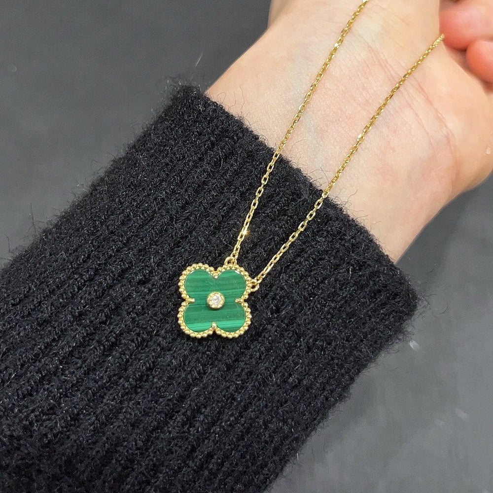 [Kaelin Vow]CLOVER 15MM DIAMOND TURQUOISE NECKLACE