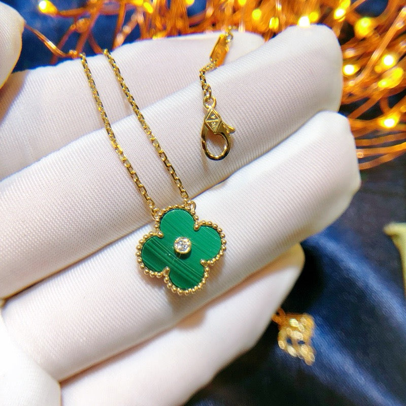 [Kaelin Vow]CLOVER 15MM DIAMOND TURQUOISE NECKLACE