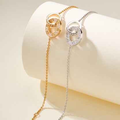 [Kaelin Vow] LIEBES-DOppelring-ARMBAND MIT DIAMANTBESATZ