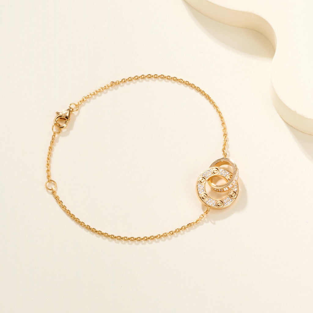 [Kaelin Vow] LIEBES-DOppelring-ARMBAND MIT DIAMANTBESATZ