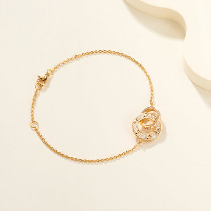 [Kaelin Vow] LIEBES-DOppelring-ARMBAND MIT DIAMANTBESATZ