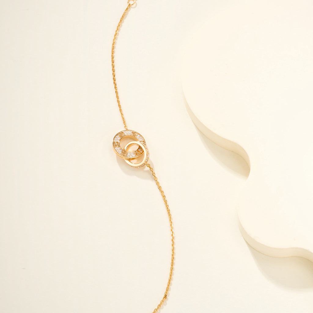 [Kaelin Vow] LIEBES-DOppelring-ARMBAND MIT DIAMANTBESATZ
