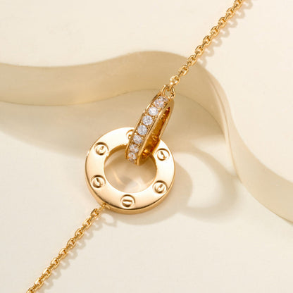 [Kaelin Vow] LIEBES-DOppelring-ARMBAND MIT DIAMANTBESATZ