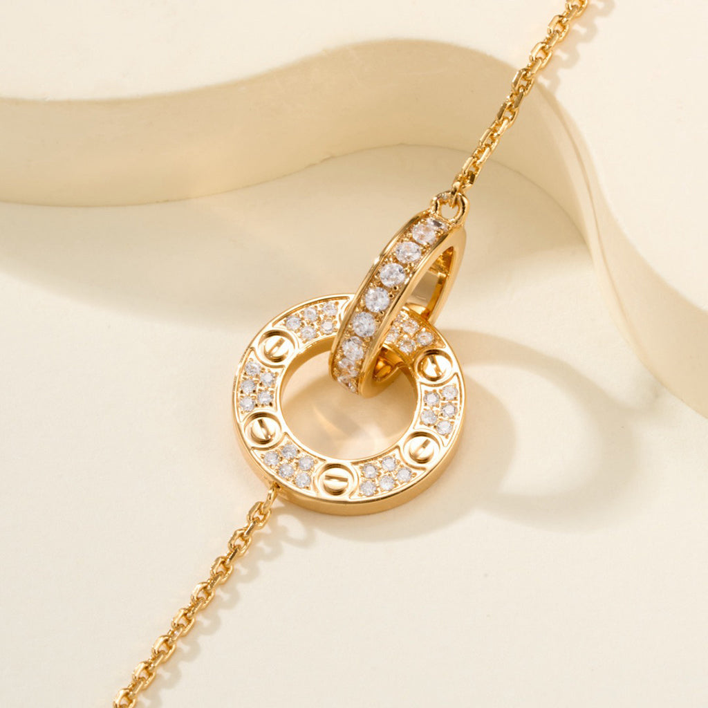 [Kaelin Vow] LIEBES-DOppelring-ARMBAND MIT DIAMANTBESATZ