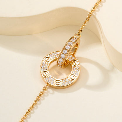 [Kaelin Vow] LIEBES-DOppelring-ARMBAND MIT DIAMANTBESATZ