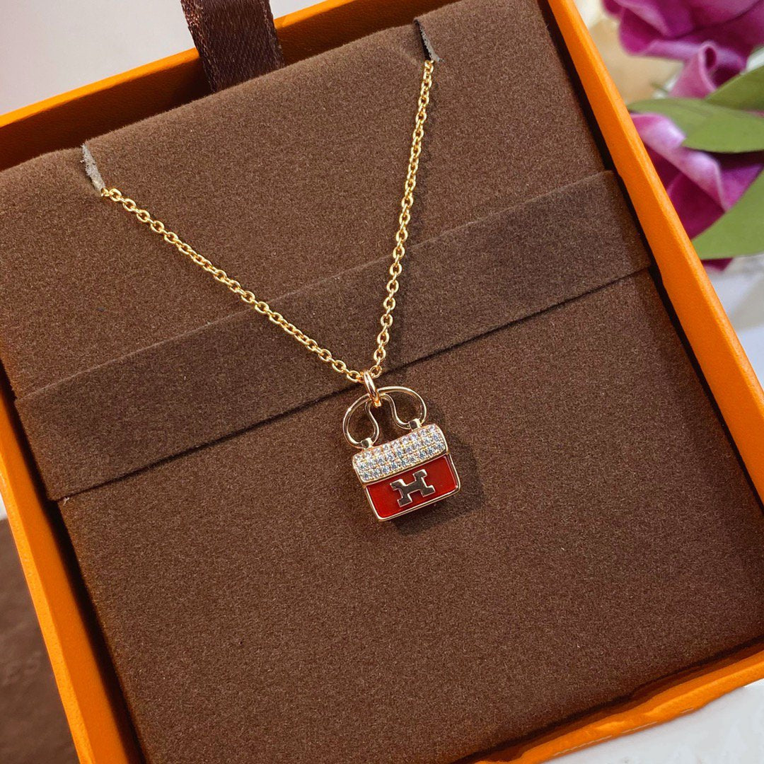 [Kaelin Vow]CONSTANCE RED PEDANT PINK GOLD NECKLACE