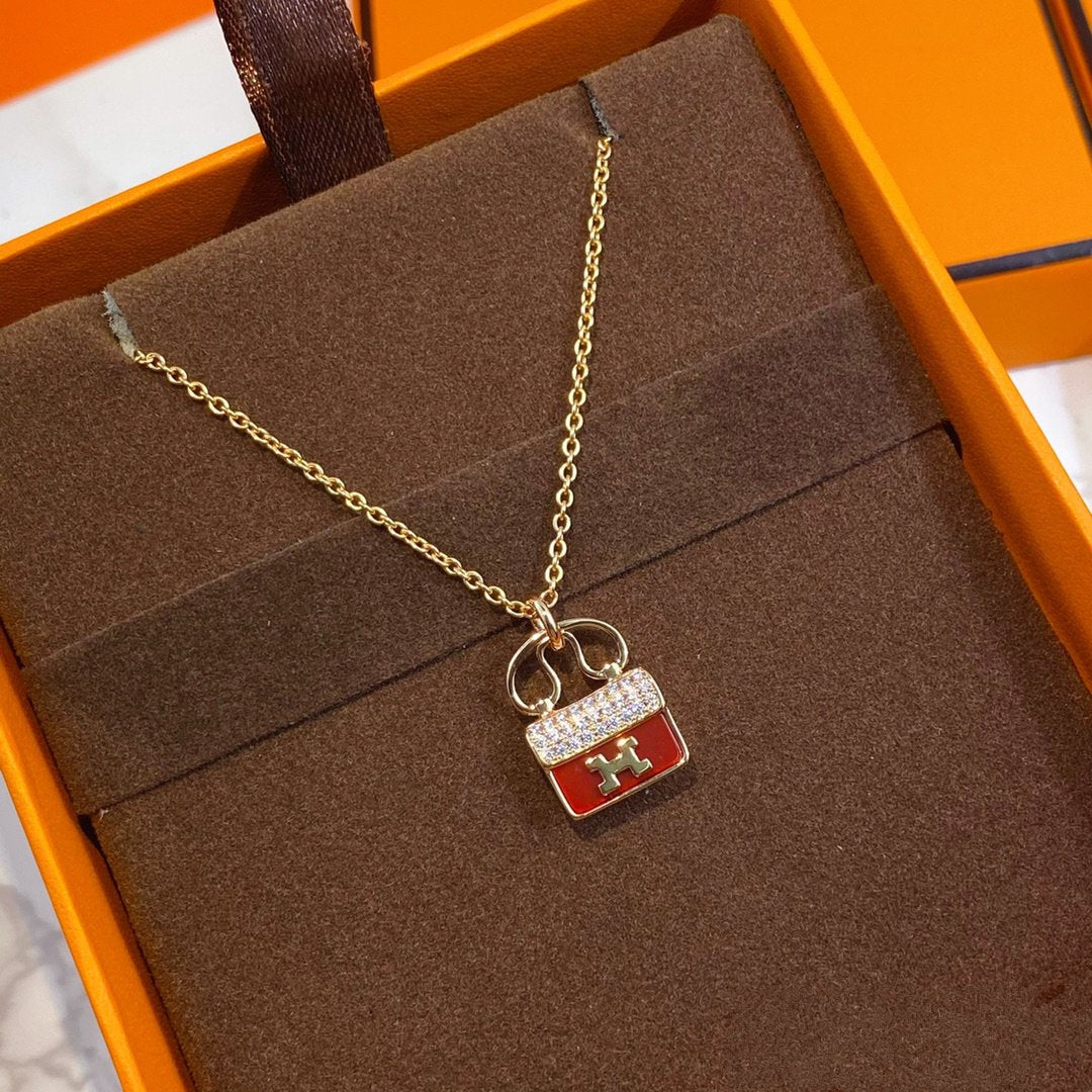 [Kaelin Vow]CONSTANCE RED PEDANT PINK GOLD NECKLACE