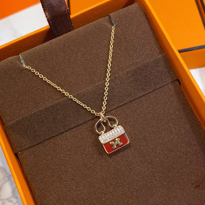 [Kaelin Vow]CONSTANCE RED PEDANT PINK GOLD NECKLACE