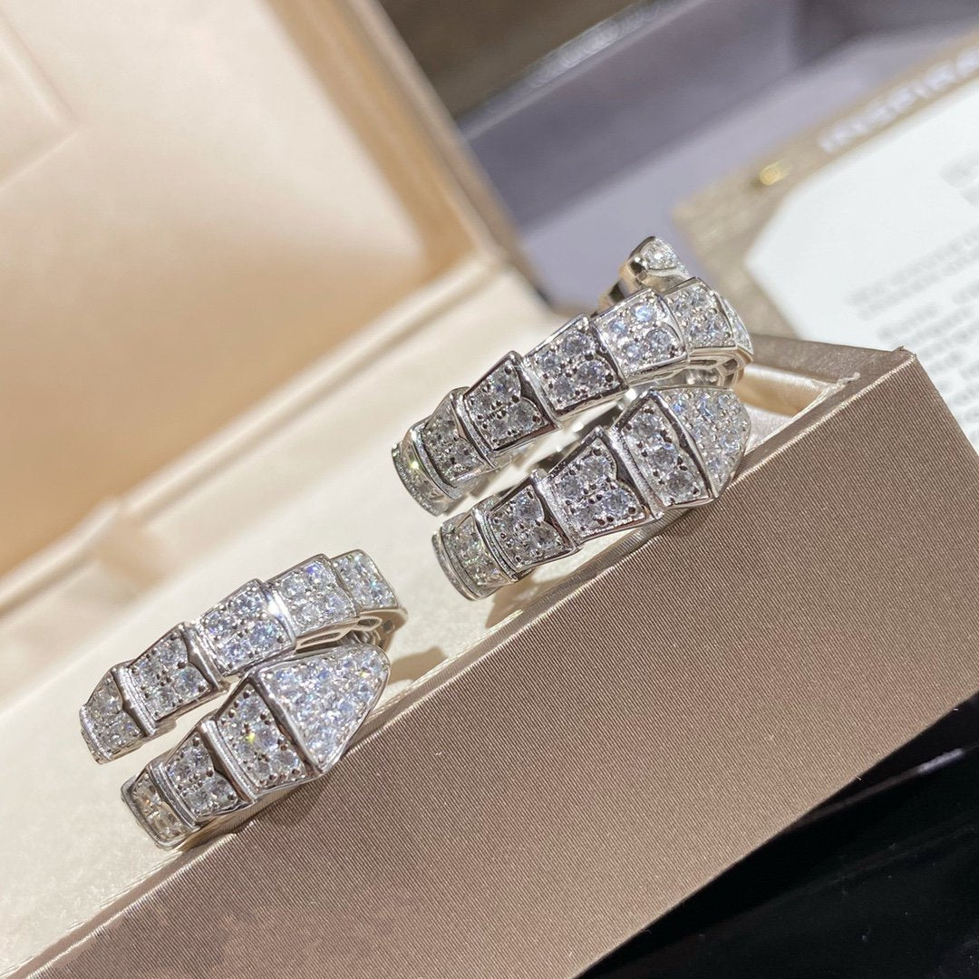 [Kaelin Vow]SERPENTI DOUBLE RING SILVER DIAMOND PAVED