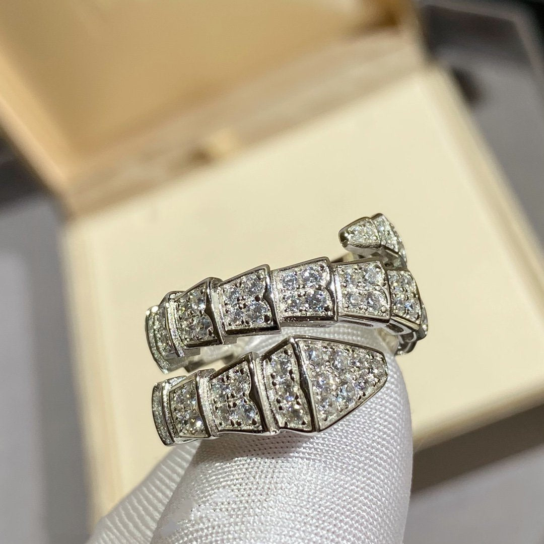 [Kaelin Vow]SERPENTI DOUBLE RING SILVER DIAMOND PAVED