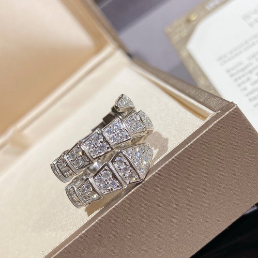 [Kaelin Vow]SERPENTI DOUBLE RING SILVER DIAMOND PAVED