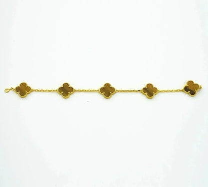 [Kaelin Vow] CLOVER 5 MOTIFS TIGER EYE BRACELET COLLECTION