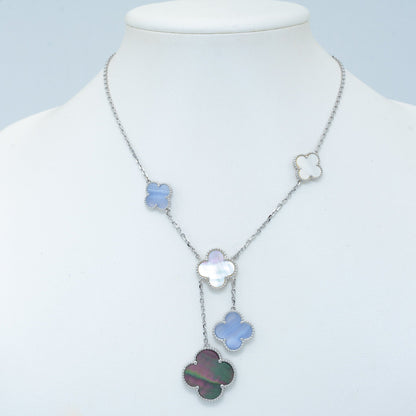 [Kaelin Vow]CLOVER MOP CHALCEDONY NECKLACE SILVER 6 MOTIF