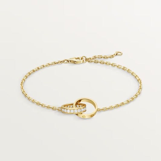 [Kaelin Vow] LOVE DOPPELRING-ARMBAND MIT HALBEN DIAMANTEN