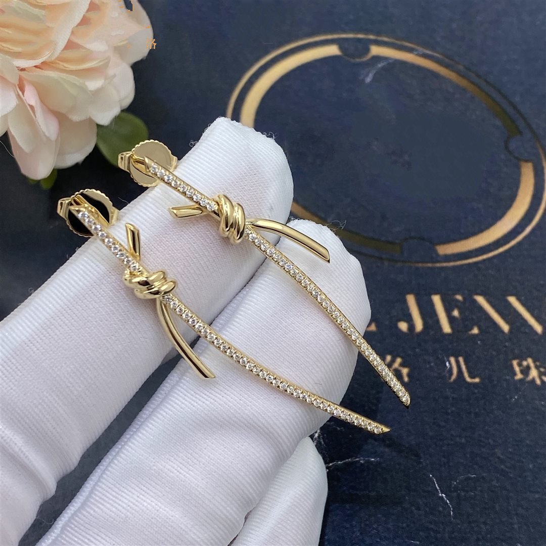 [Kaelin Vow]KNOT DROP EARRINGS IN YELLOW GOLD WITH DIAMONDS