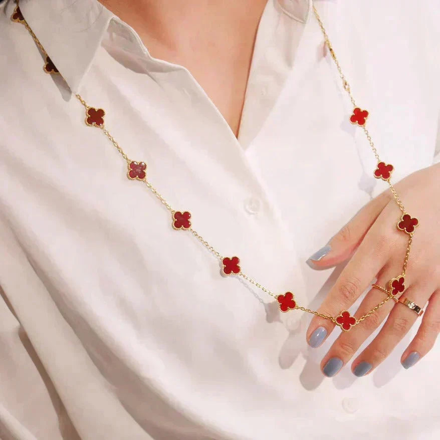 [Kaelin Vow]CLOVER 20 MOTIFS CARNELIAN NECKLACE