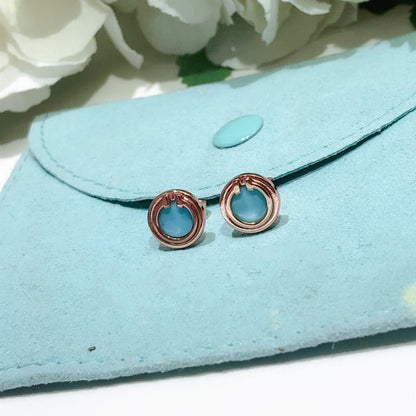 [Kaelin Vow]TURQUOISE CIRCLE WHITE GOLD EARRINGS