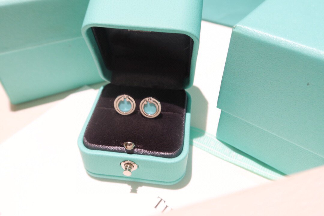 [Kaelin Vow]TURQUOISE CIRCLE WHITE GOLD EARRINGS