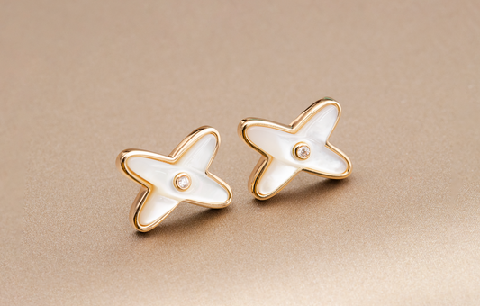 [Kaelin Vow]JEUX DE WHITE MOP PINK GOLD DIAMOND EARRINGS