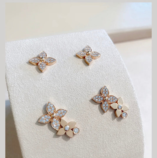 [Kaelin Vow]STAR BLOSSOM STUD EARRINGS PINK GOLD DIAMONDS